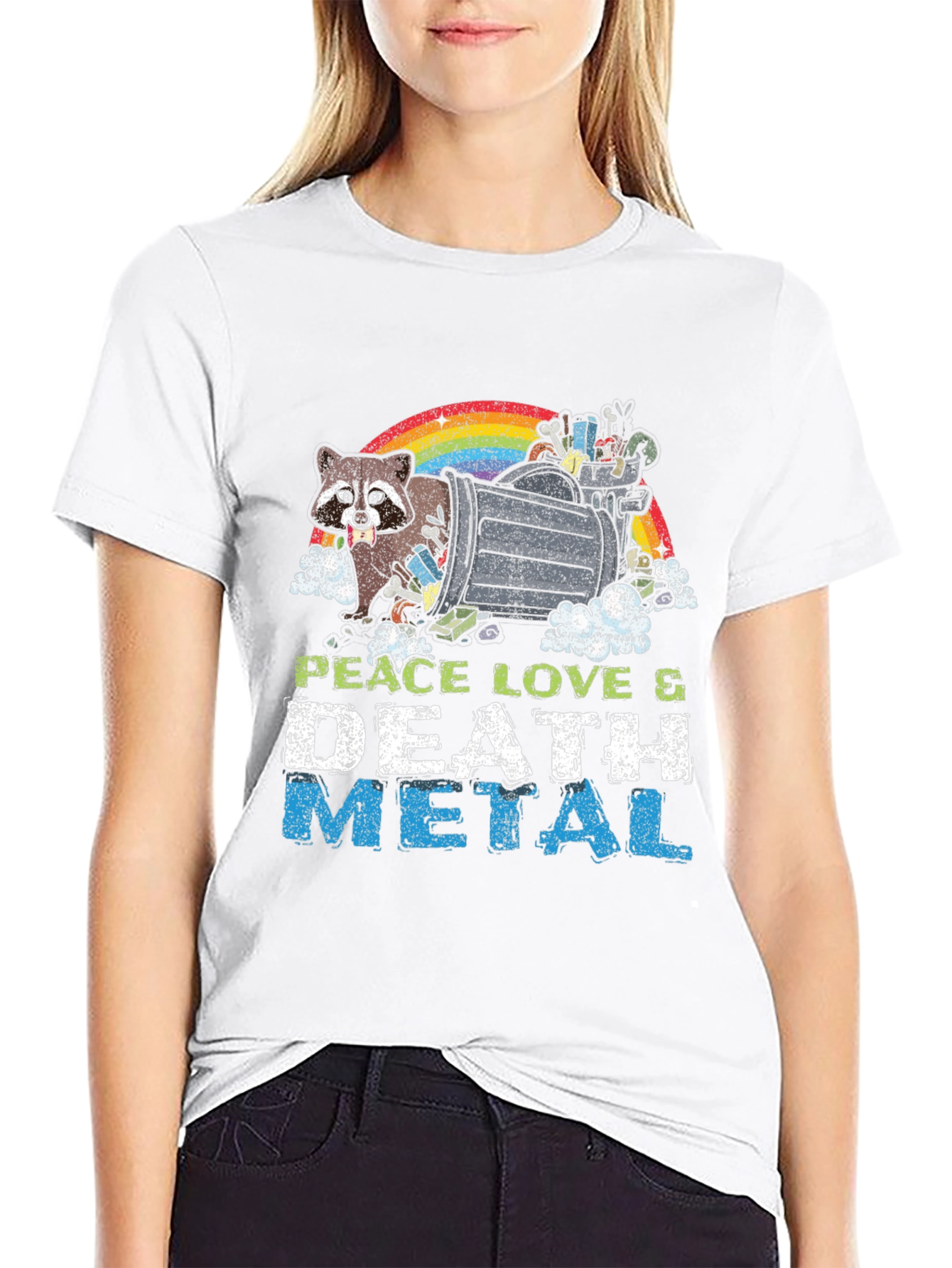 Peace Love Death Metal Raccoon T-Shirt