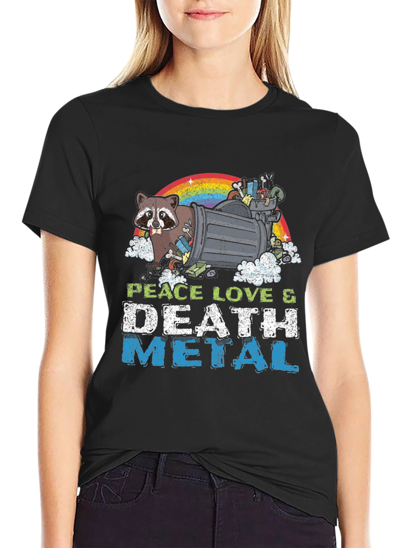Peace Love Death Metal Raccoon T-Shirt