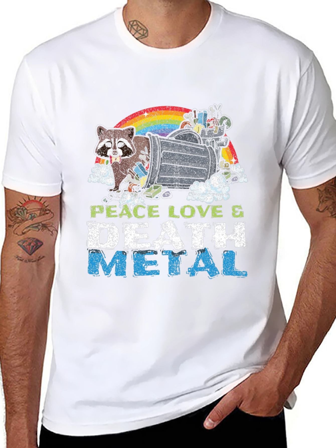 Peace Love Death Metal Raccoon T-Shirt