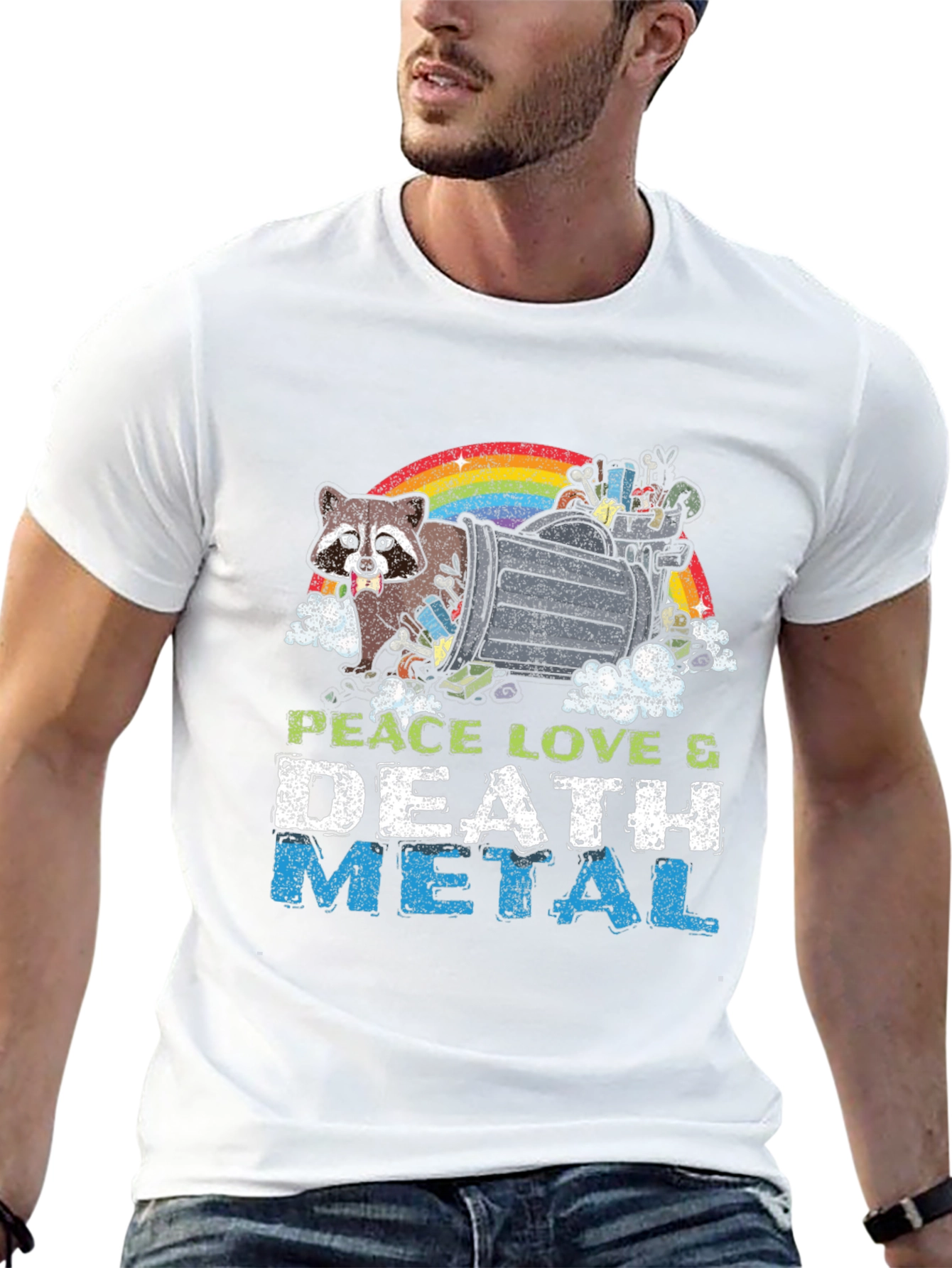 Peace Love Death Metal Raccoon T-Shirt