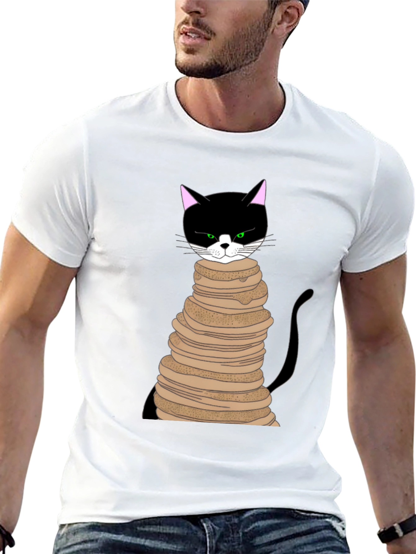 Cat Pancake Stack T-Shirt - Funny & Unique Design