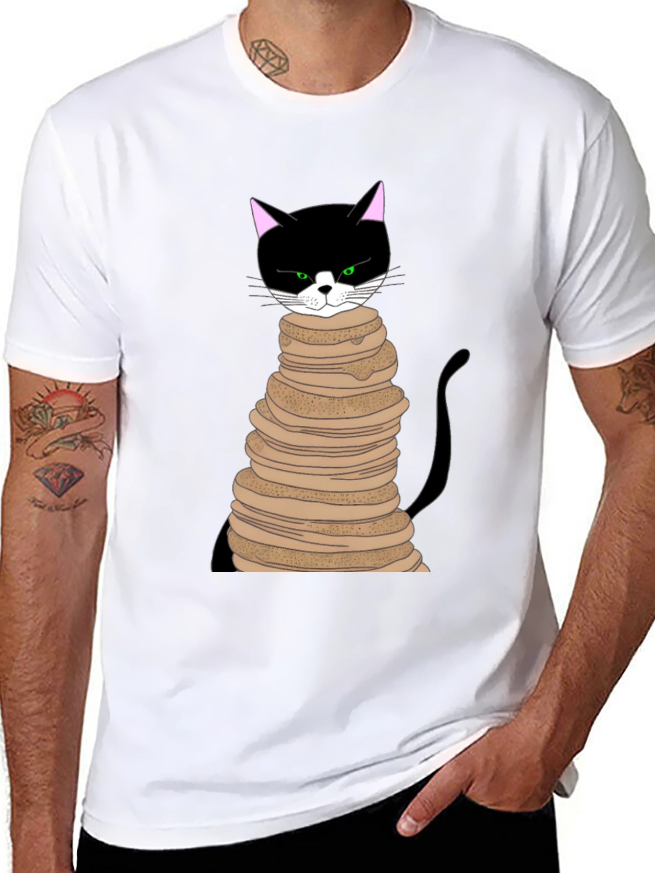 Cat Pancake Stack T-Shirt - Funny & Unique Design