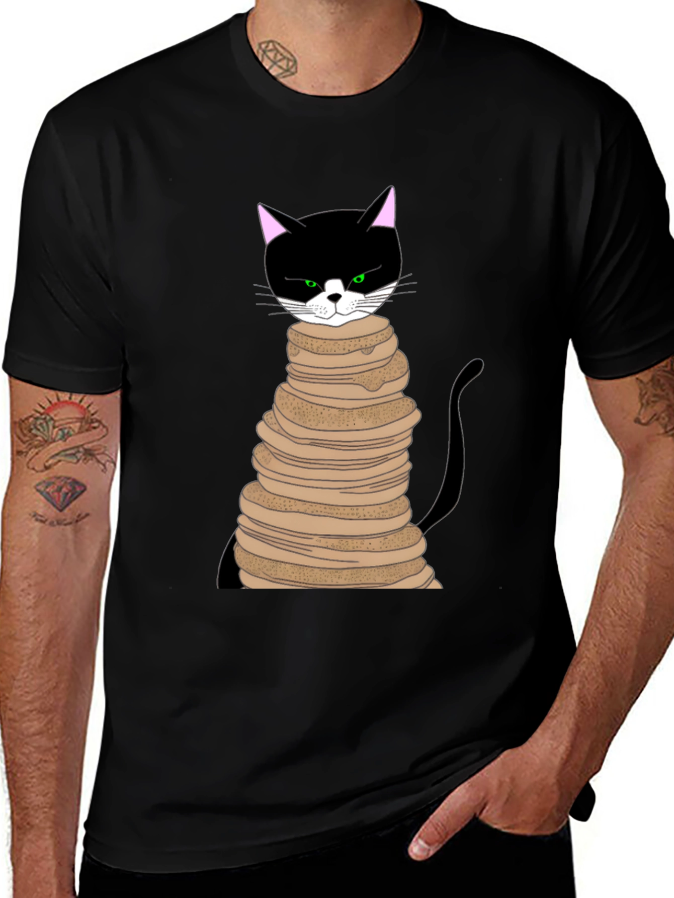 Cat Pancake Stack T-Shirt - Funny & Unique Design