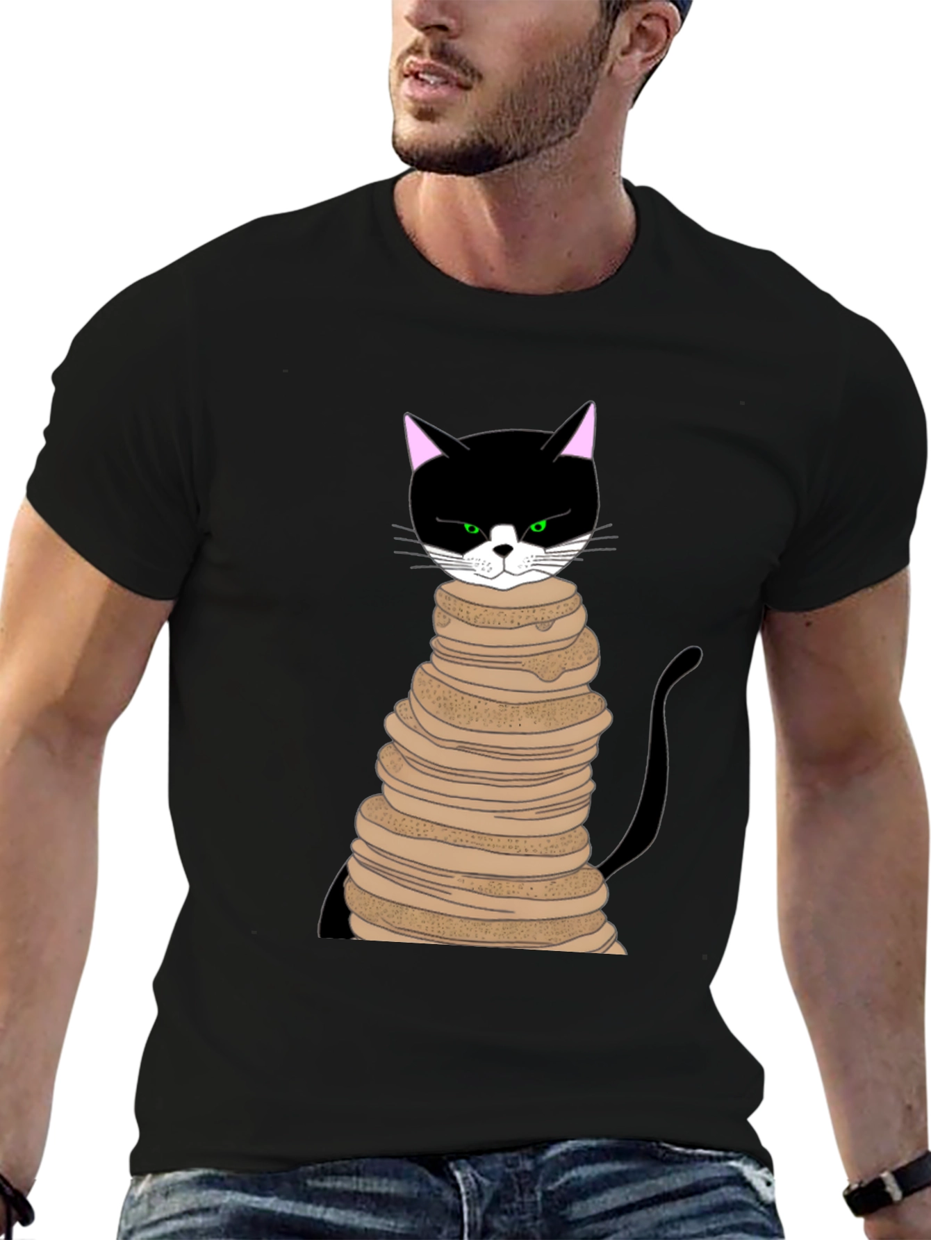 Cat Pancake Stack T-Shirt - Funny & Unique Design