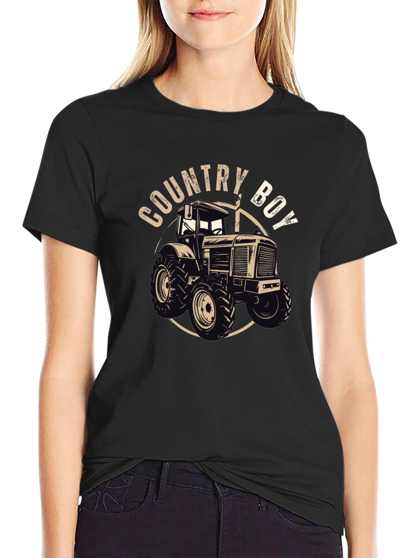 Country Boy Tractor Graphic T-Shirt - Black