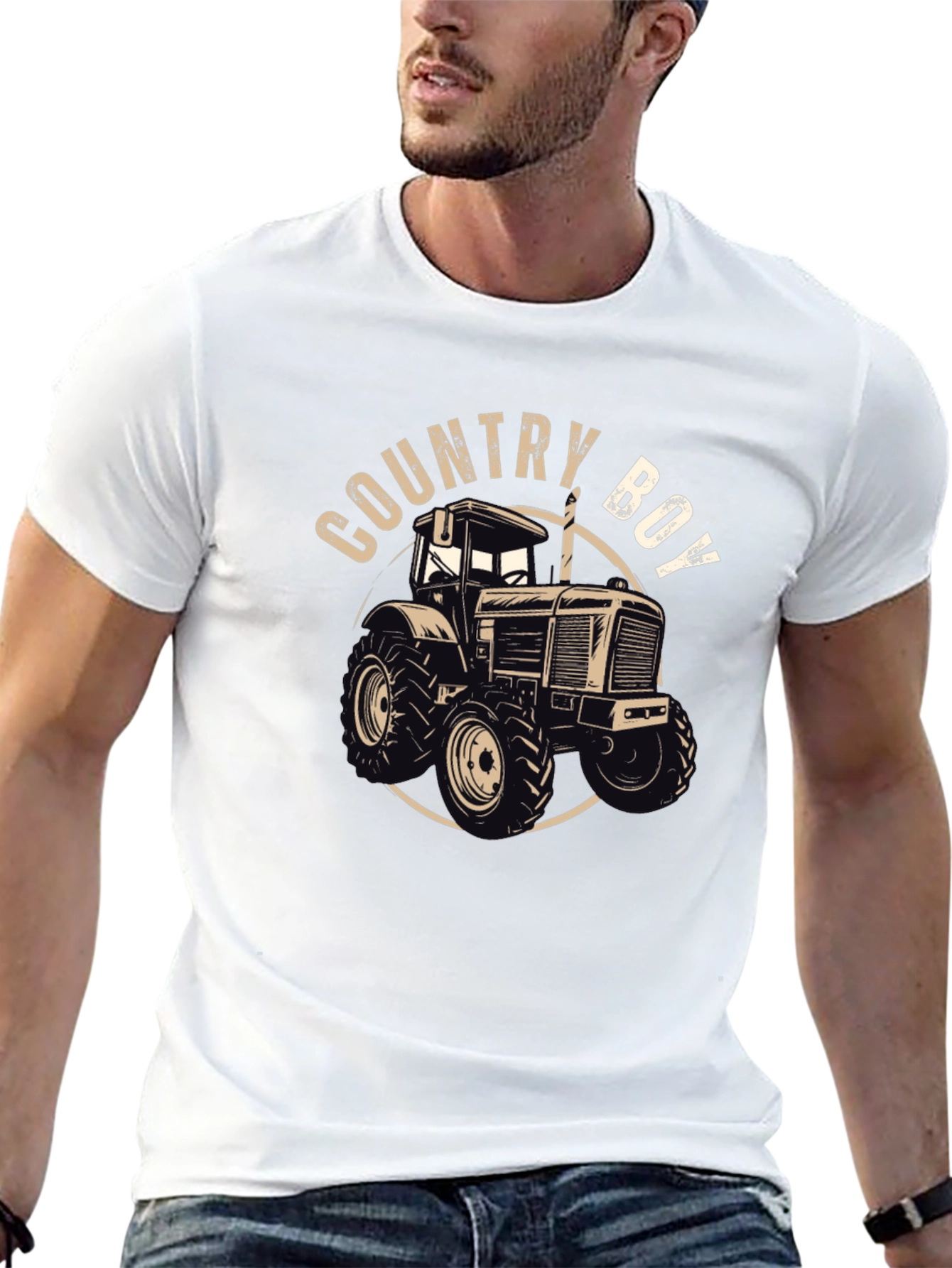 Country Boy Tractor Graphic T-Shirt - Black