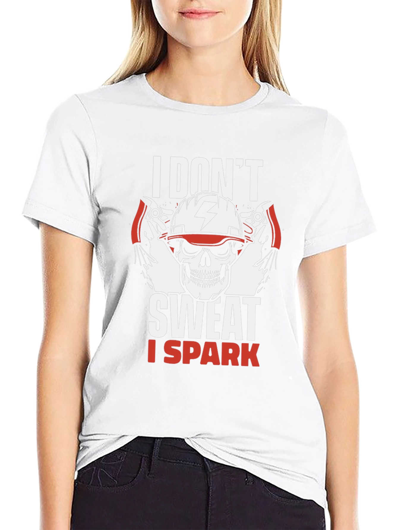 Electrician Skull T-Shirt - I Dont Sweat I Spark