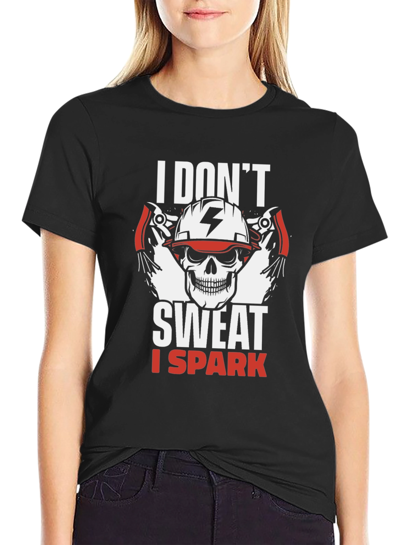 Electrician Skull T-Shirt - I Dont Sweat I Spark