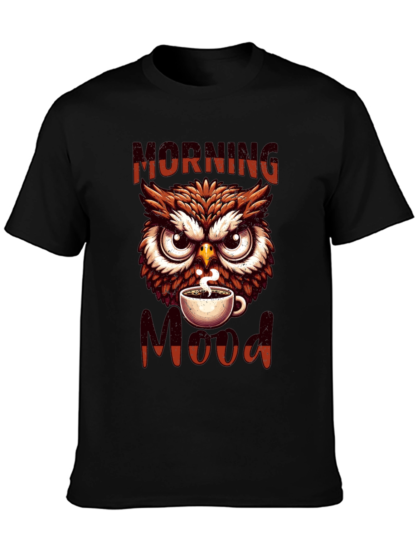 Morning Mood Owl T-Shirt - Coffee Lover Apparel