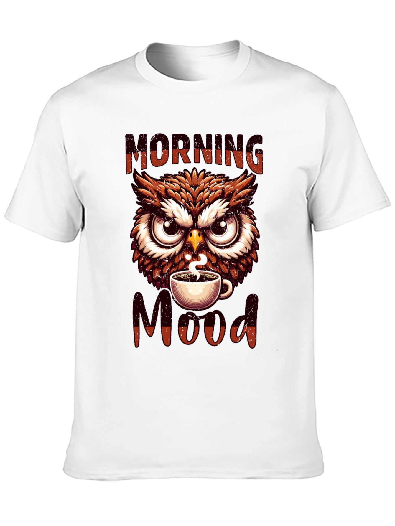 Morning Mood Owl T-Shirt - Coffee Lover Apparel