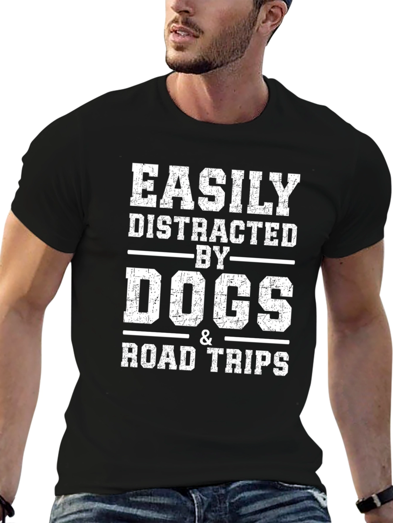 Easily Distracted By Dogs & Road Trips Graphic T-Shirt