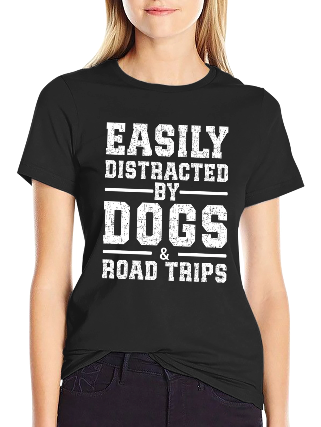 Easily Distracted By Dogs & Road Trips Graphic T-Shirt