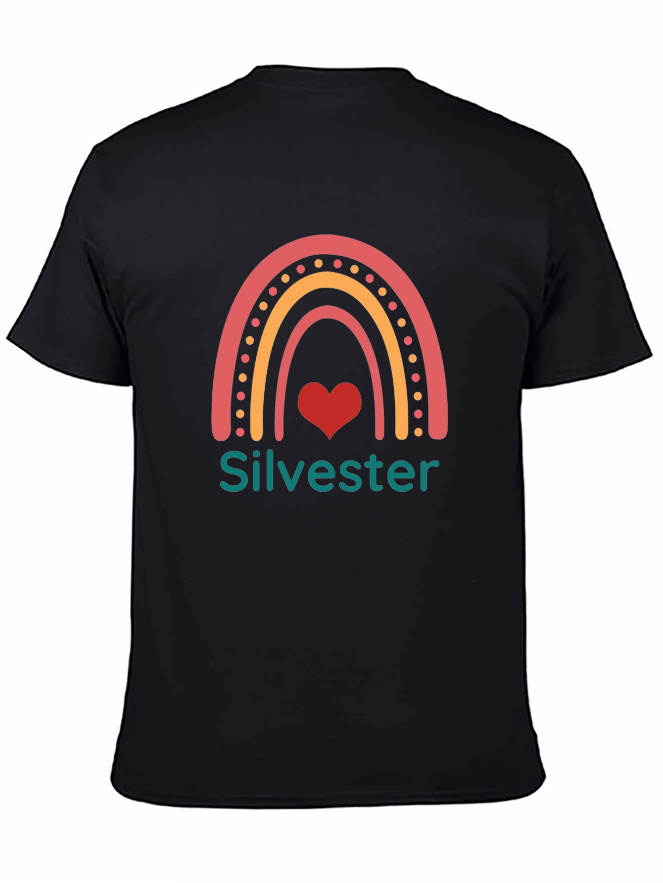 Silvester Rainbow Heart Black T-Shirt