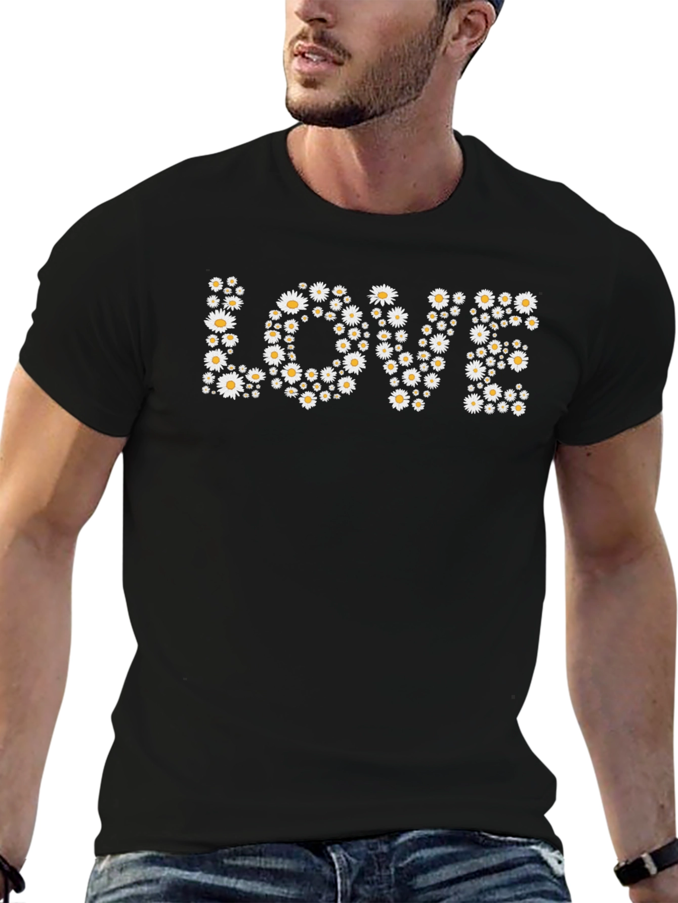 Floral LOVE Graphic Tee - Black
