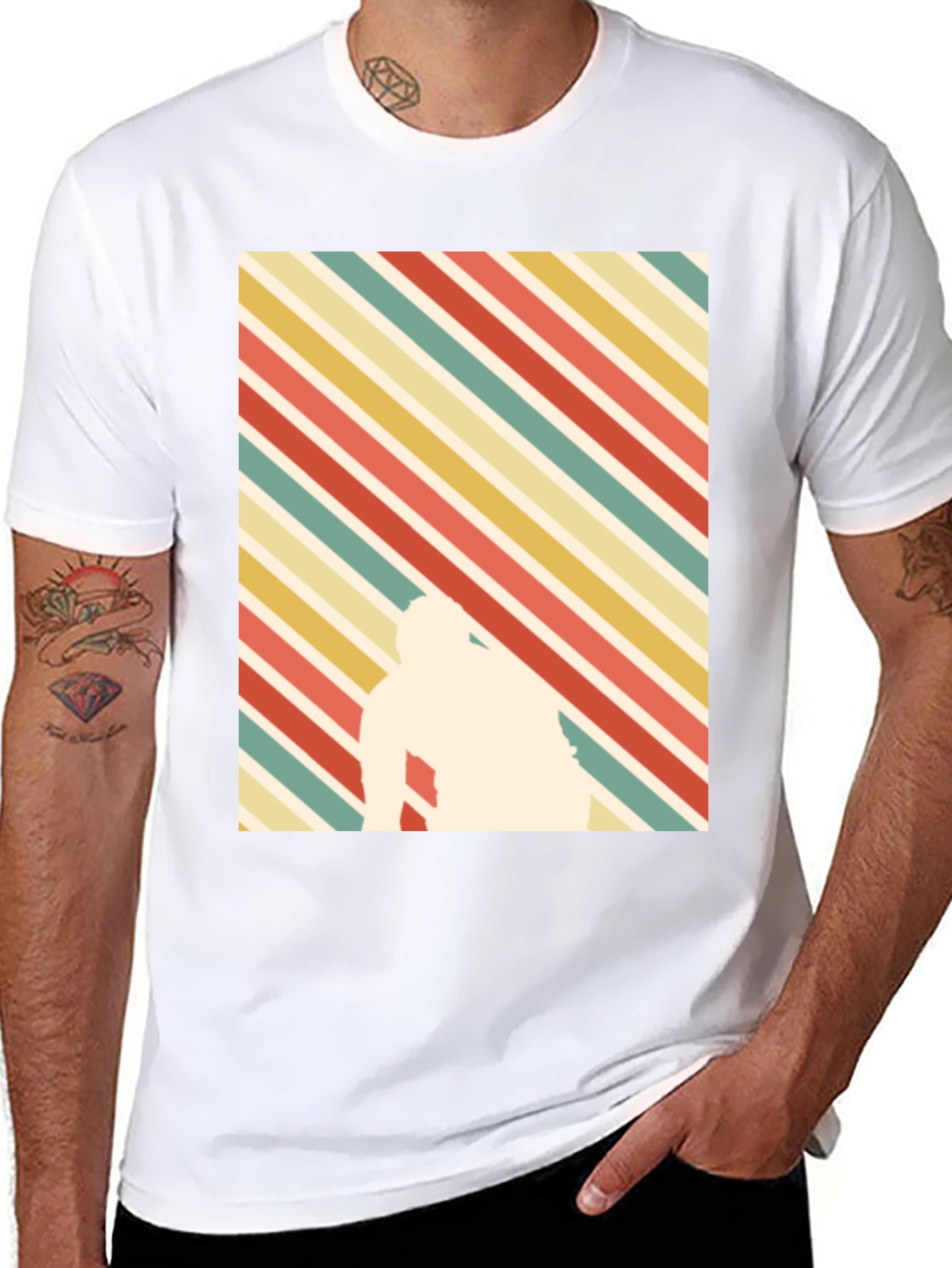 Retro Striped T-Shirt with Silhouette