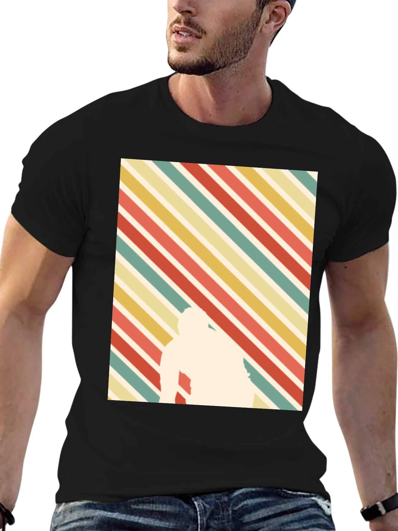 Retro Striped T-Shirt with Silhouette