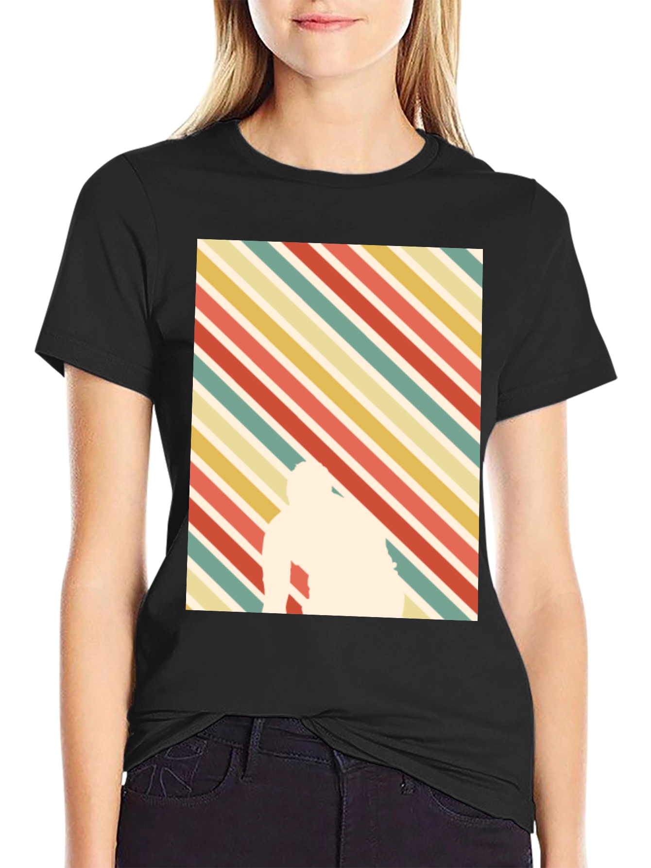 Retro Striped T-Shirt with Silhouette