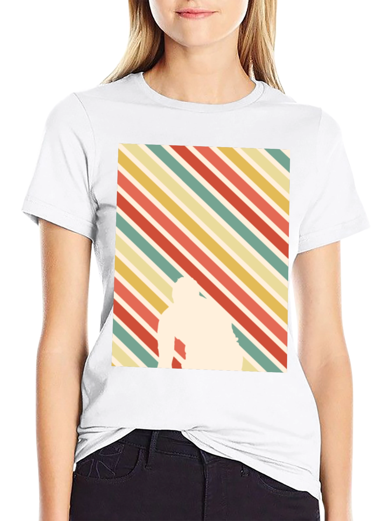 Retro Striped T-Shirt with Silhouette
