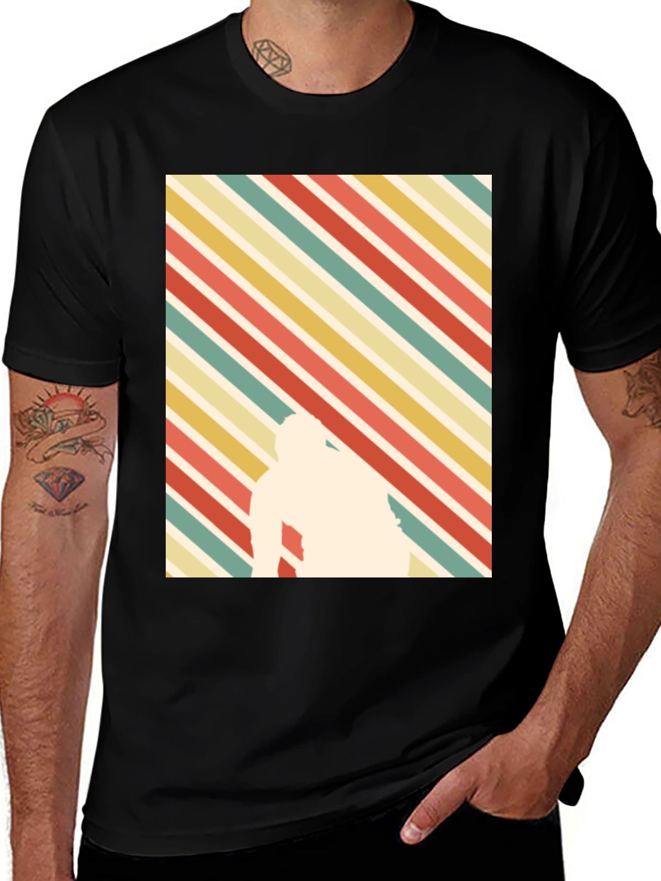 Retro Striped T-Shirt with Silhouette