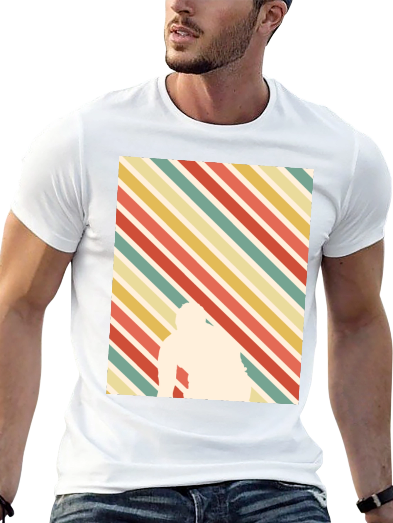 Retro Striped T-Shirt with Silhouette