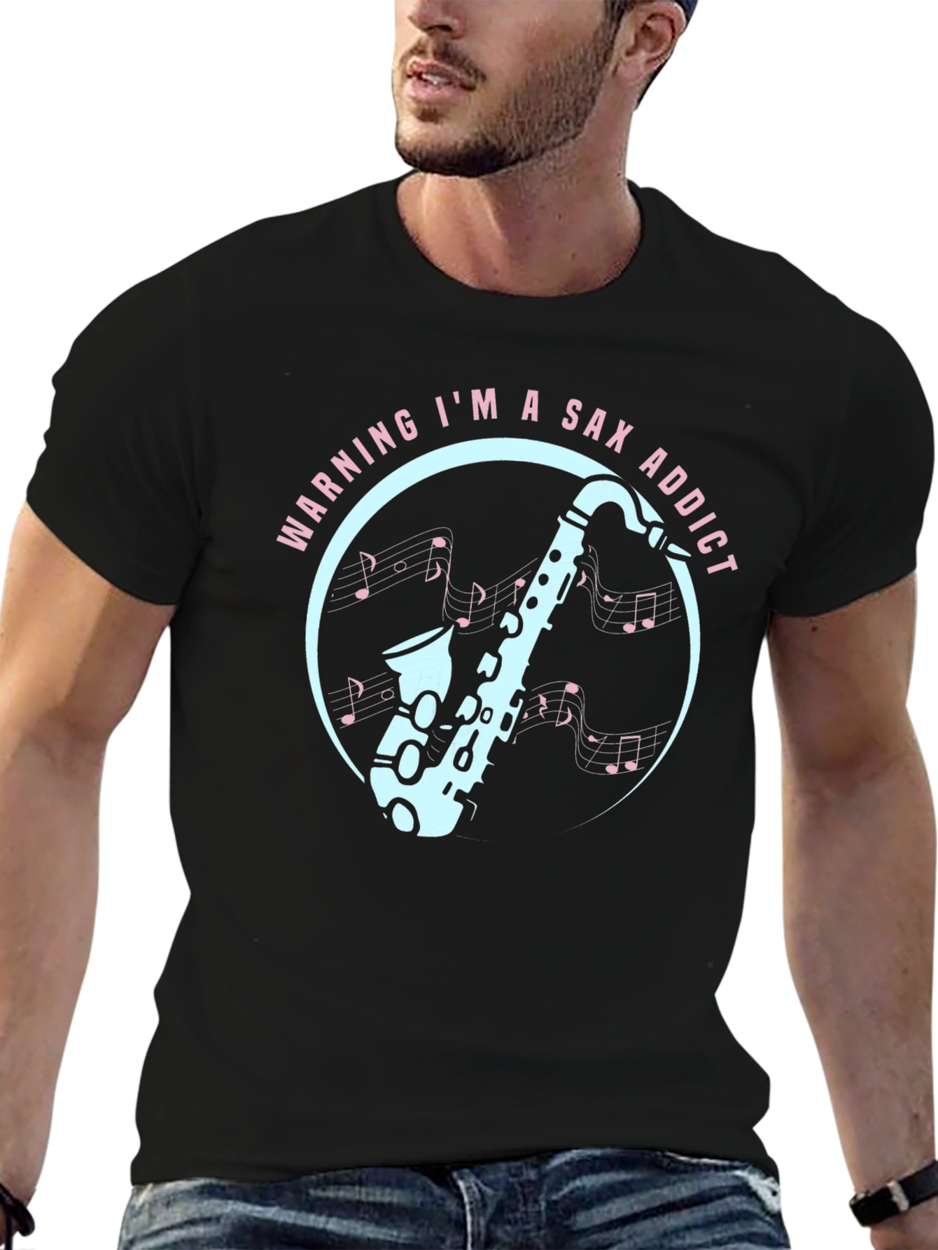 Sax Addict Graphic Tee - Musicians Humor T-Shirt