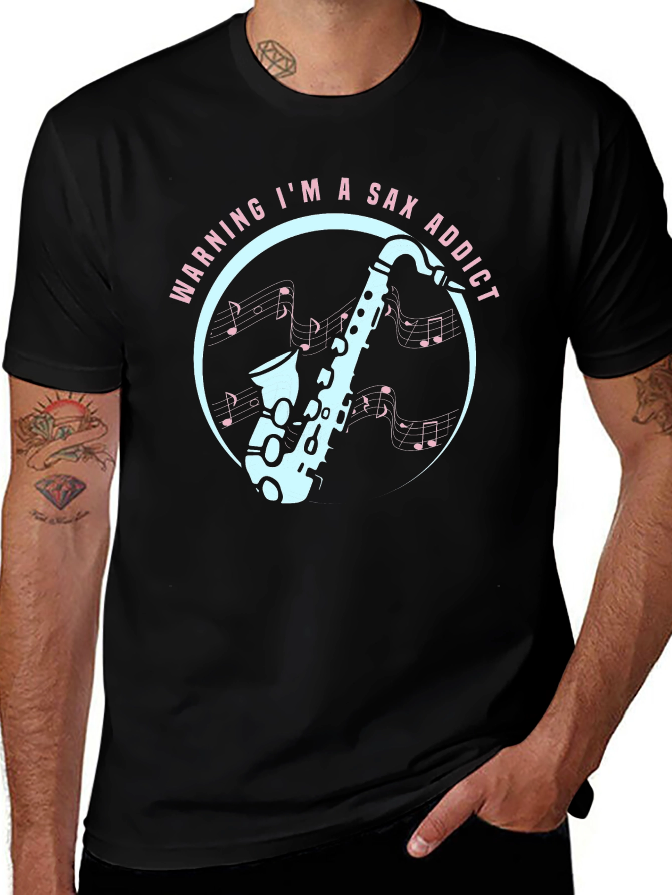 Sax Addict Graphic Tee - Musicians Humor T-Shirt