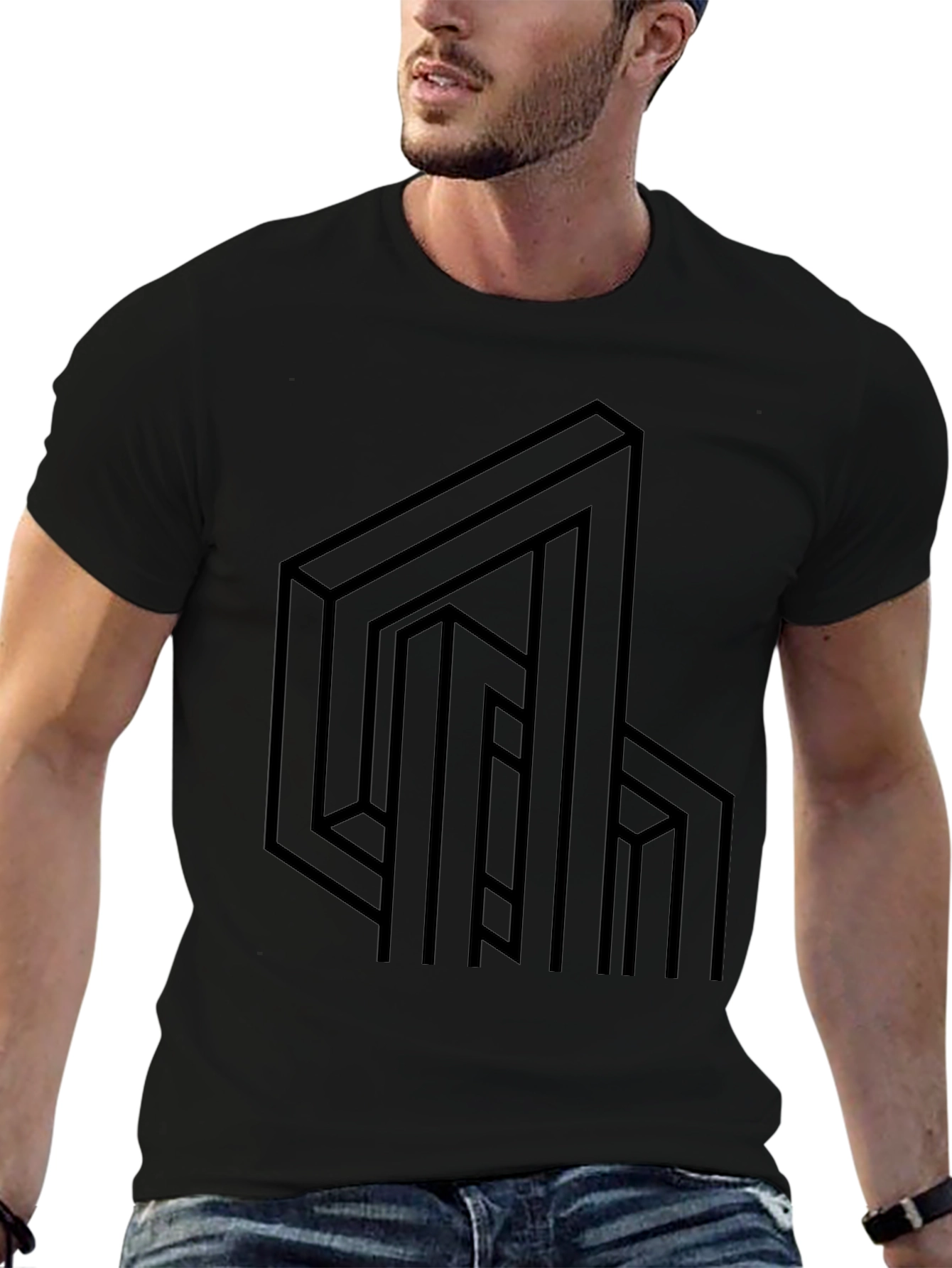 Optical Illusion Graphic Tee - Abstract Design Shirt