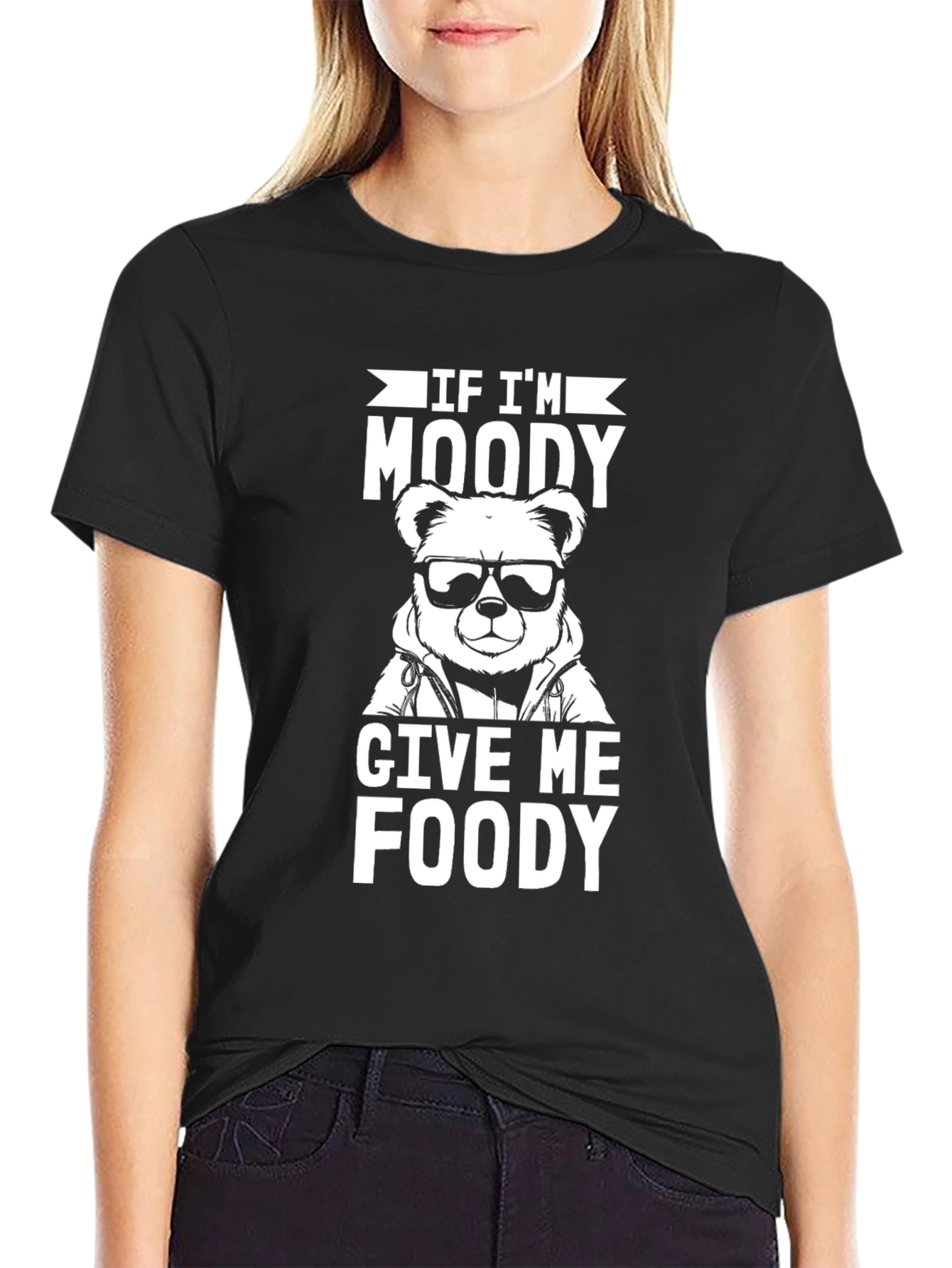 Moody Bear Foody Black Graphic T-Shirt