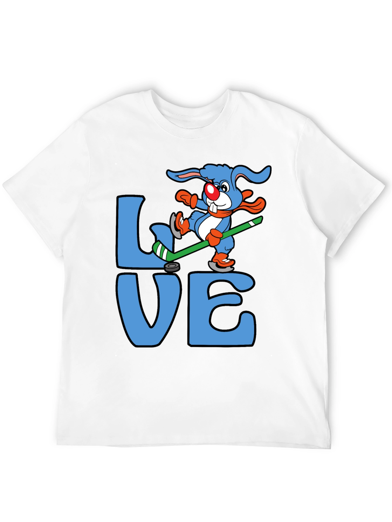 Love Hockey Rabbit Graphic T-Shirt