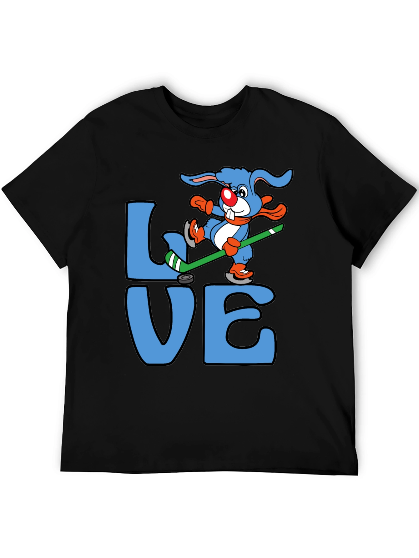 Love Hockey Rabbit Graphic T-Shirt