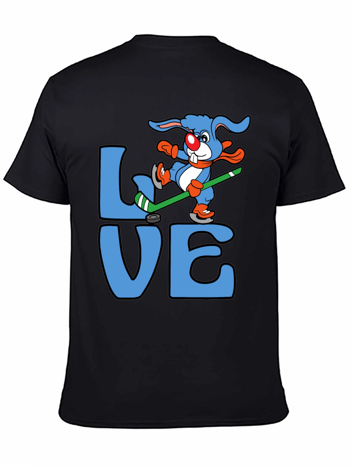 Love Hockey Rabbit Graphic T-Shirt