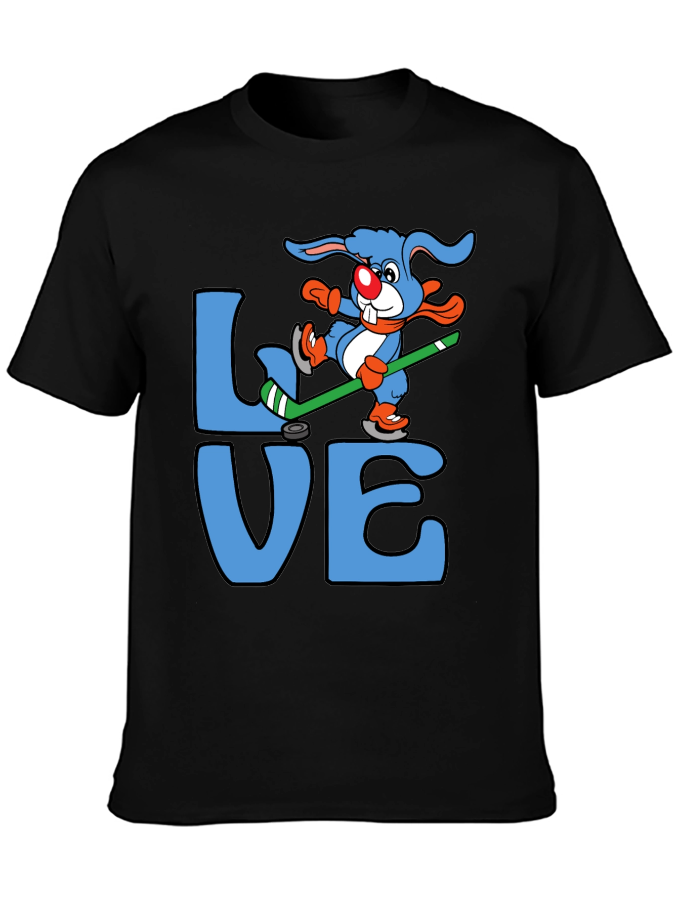Love Hockey Rabbit Graphic T-Shirt