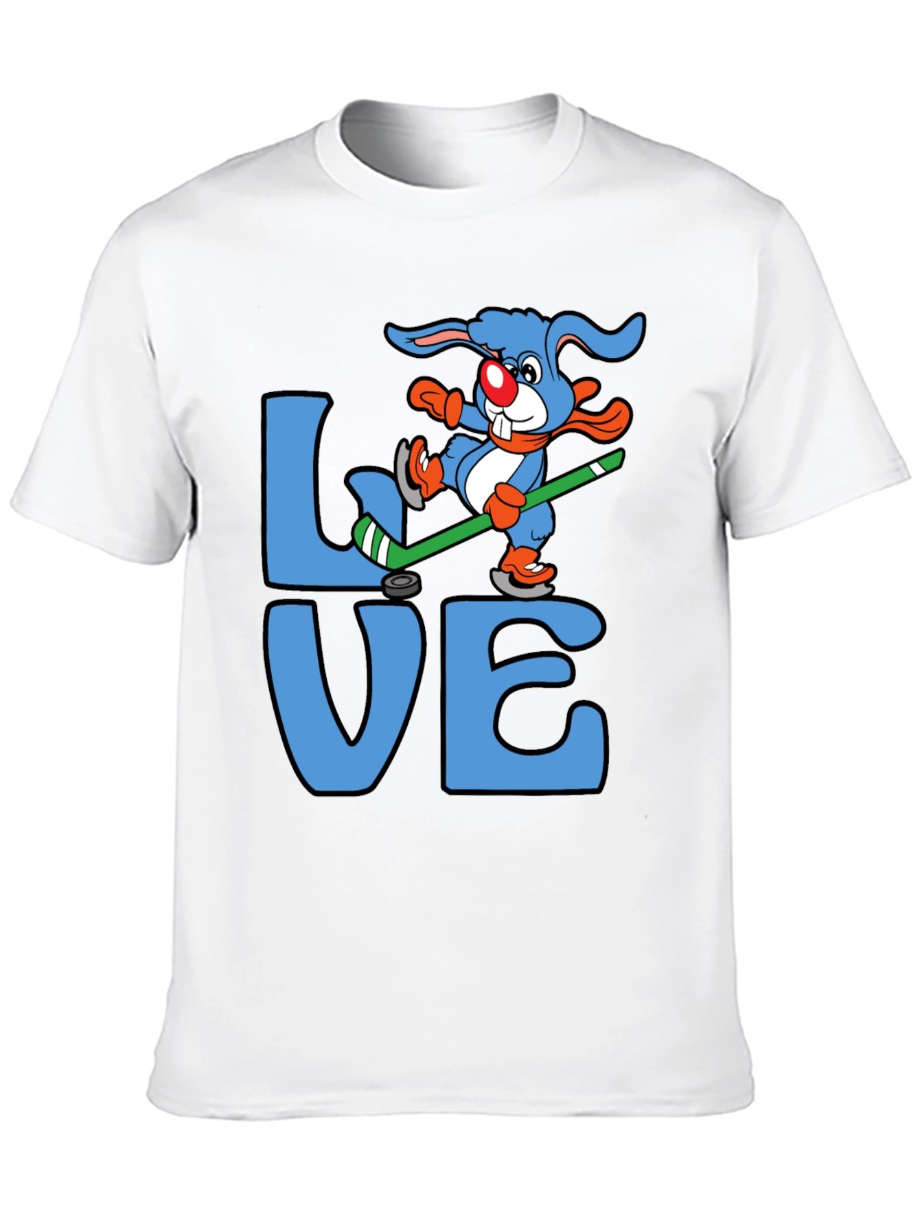 Love Hockey Rabbit Graphic T-Shirt