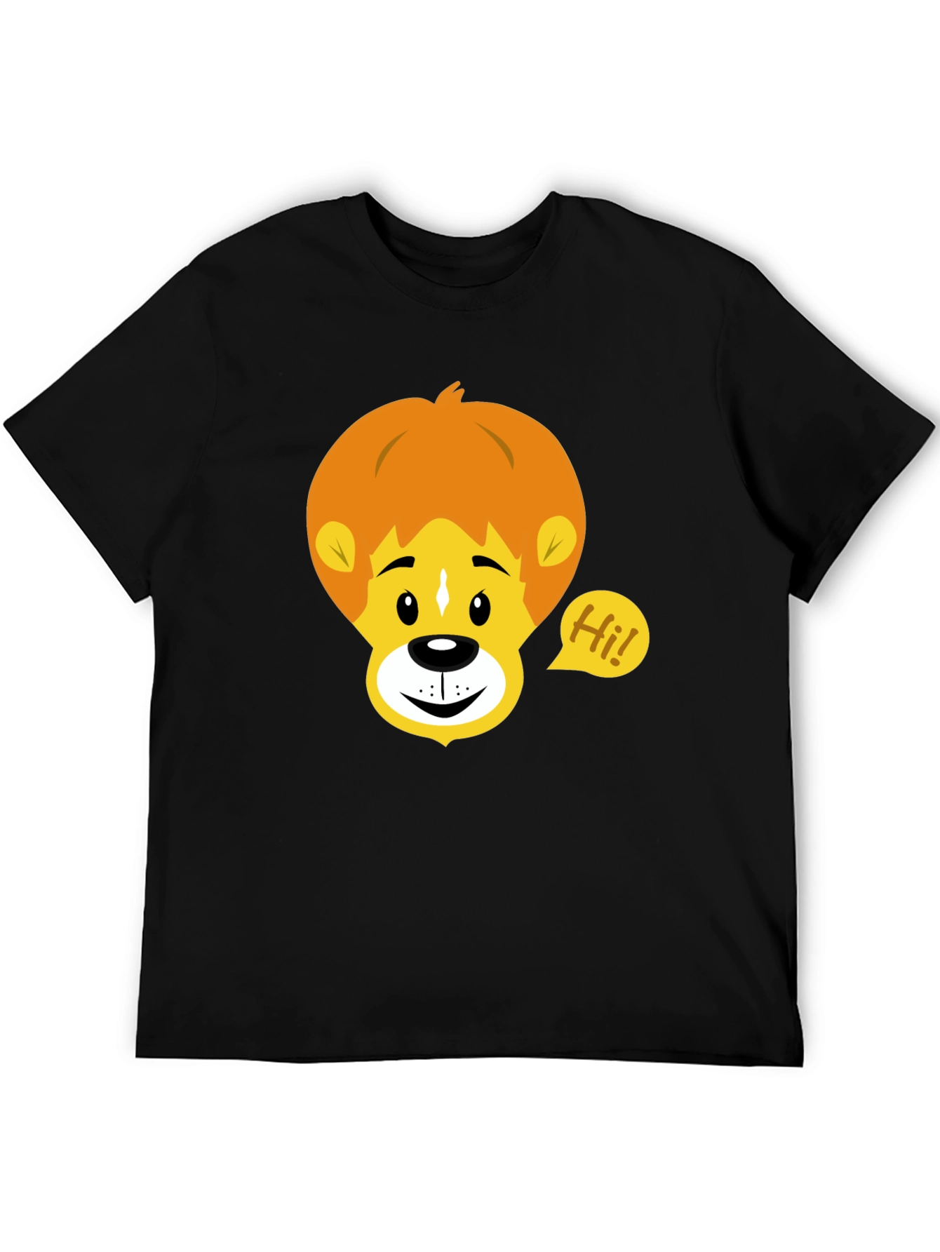 Cartoon Lion Graphic Tee - Black