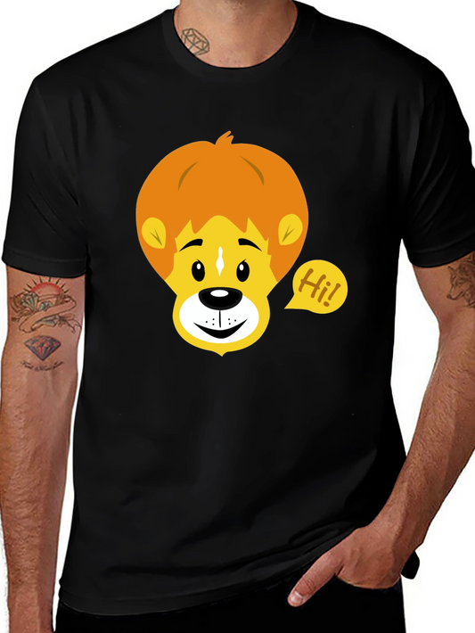Cartoon Lion Graphic Tee - Black