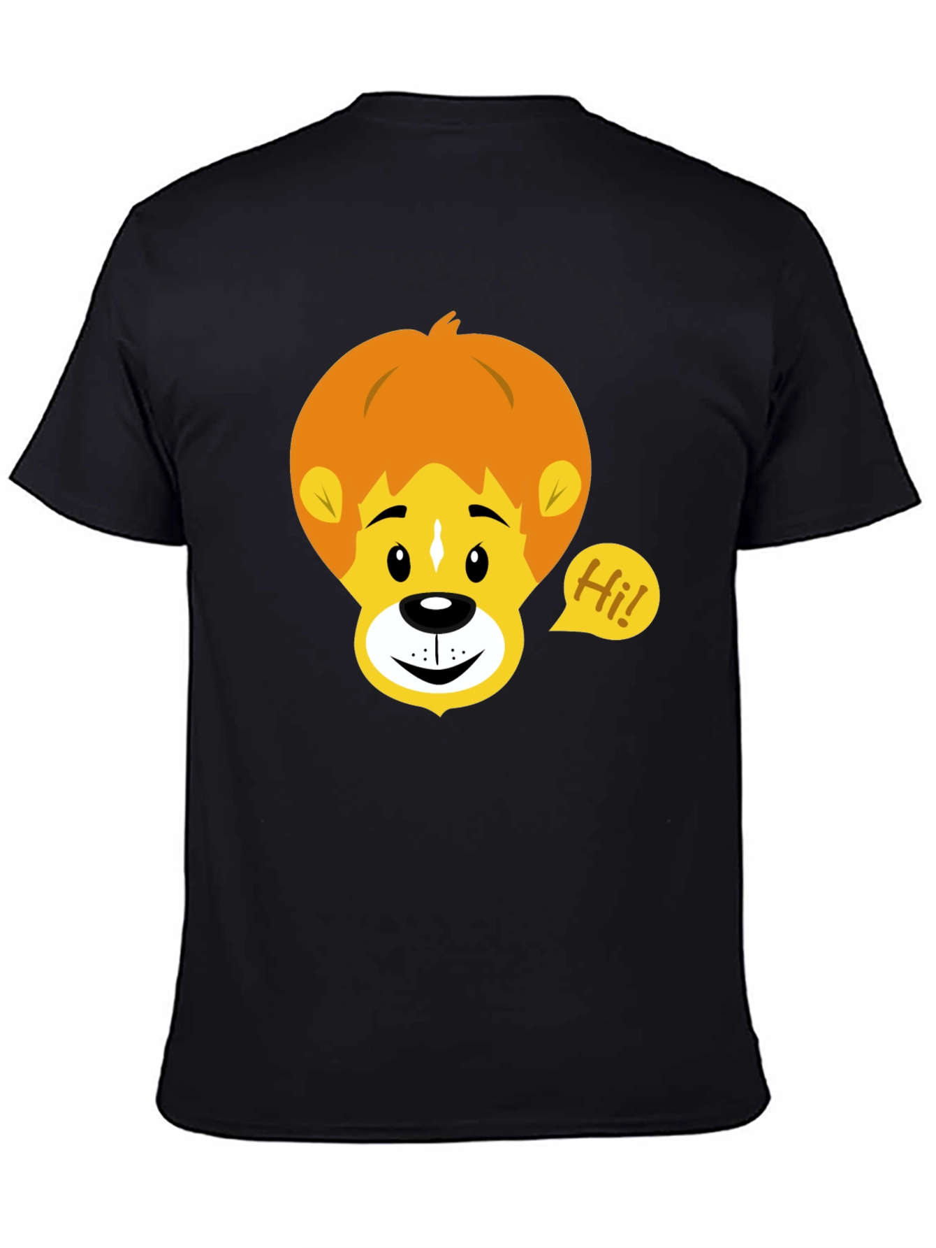 Cartoon Lion Graphic Tee - Black