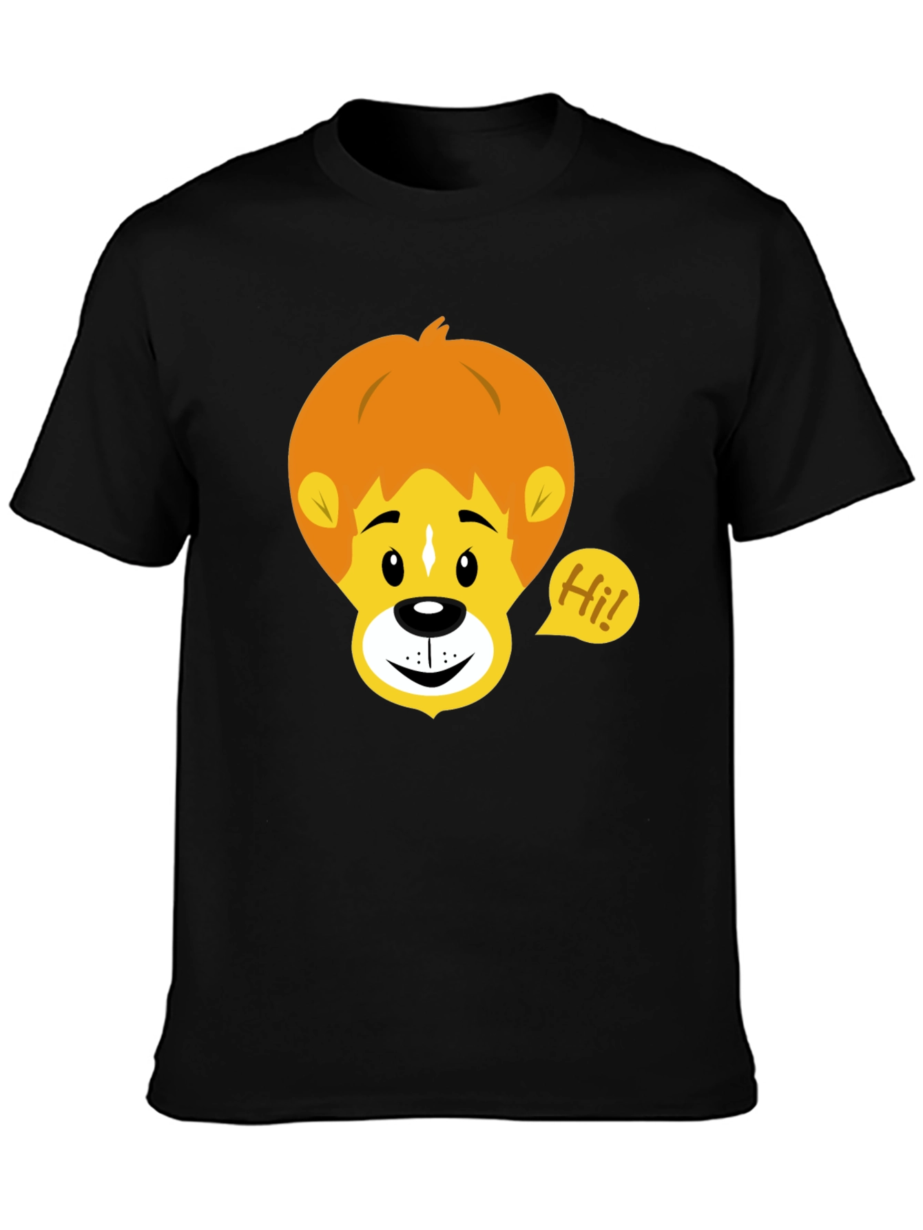 Cartoon Lion Graphic Tee - Black