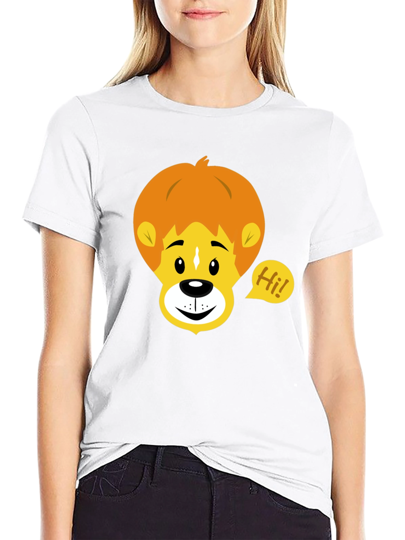Cartoon Lion Graphic Tee - Black