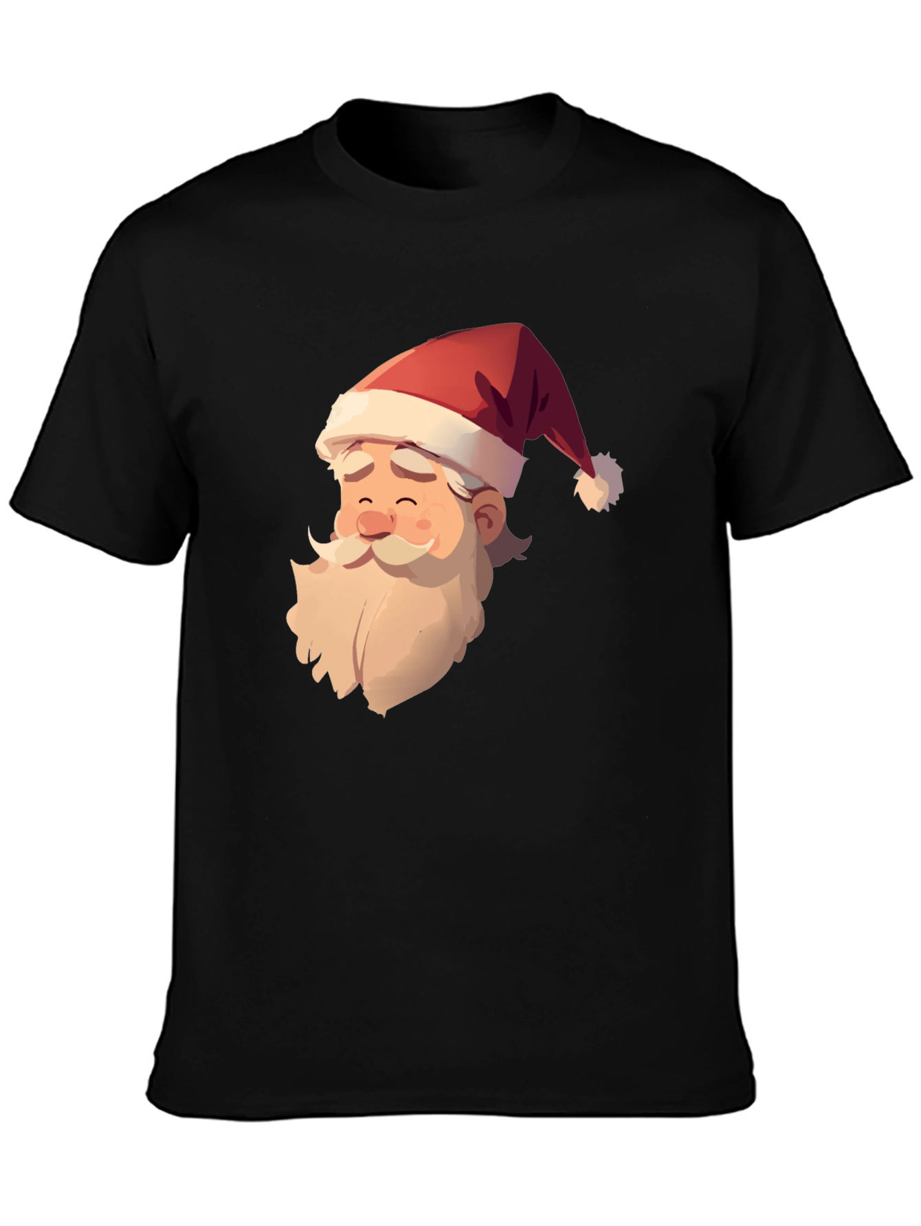 Santa Claus Graphic Print Black T-Shirt