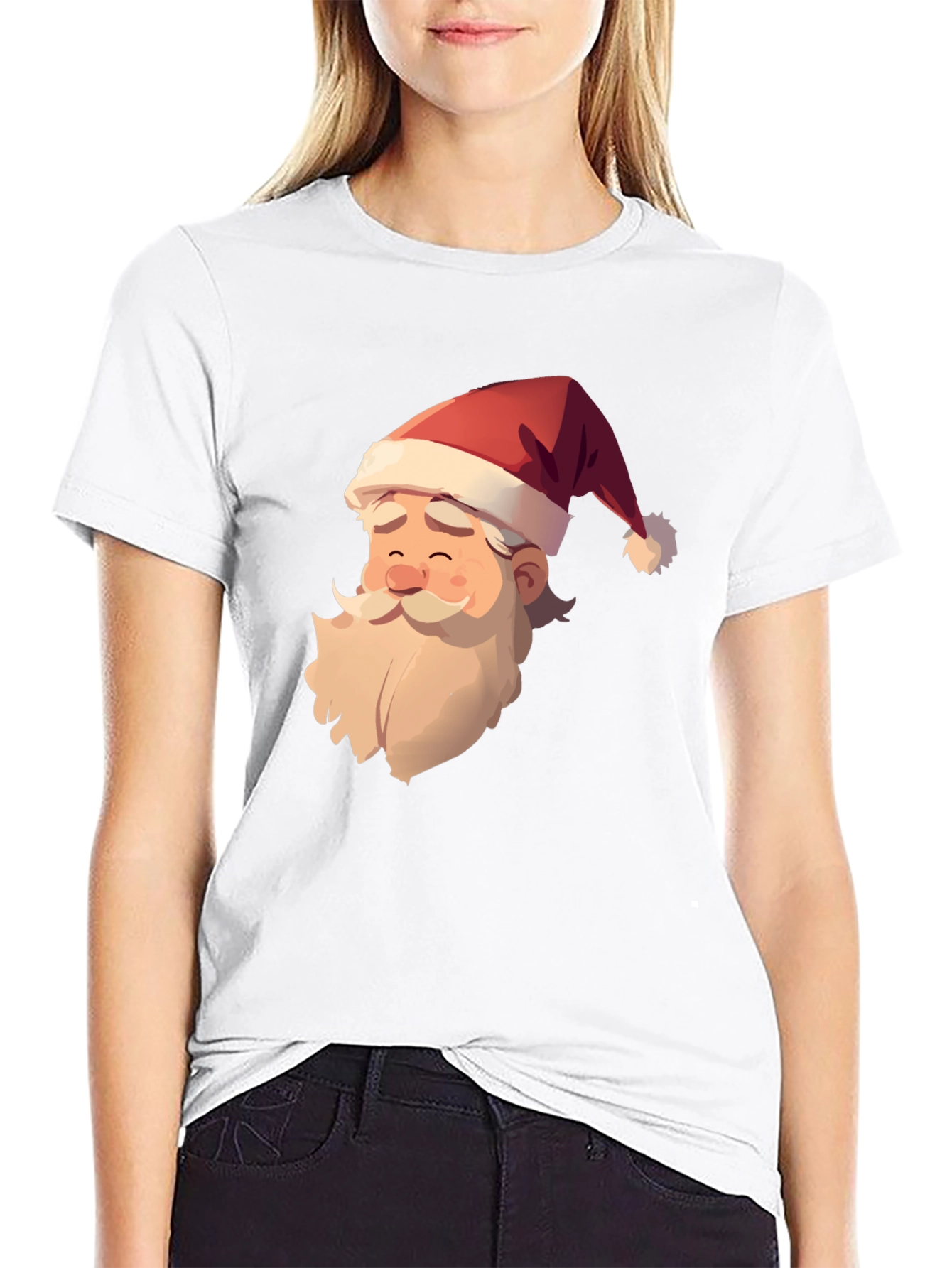 Santa Claus Graphic Print Black T-Shirt