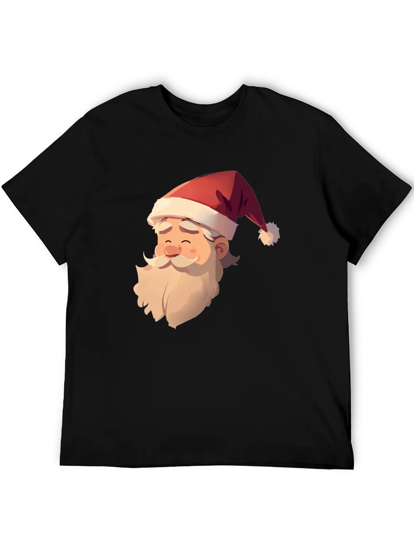 Santa Claus Graphic Print Black T-Shirt