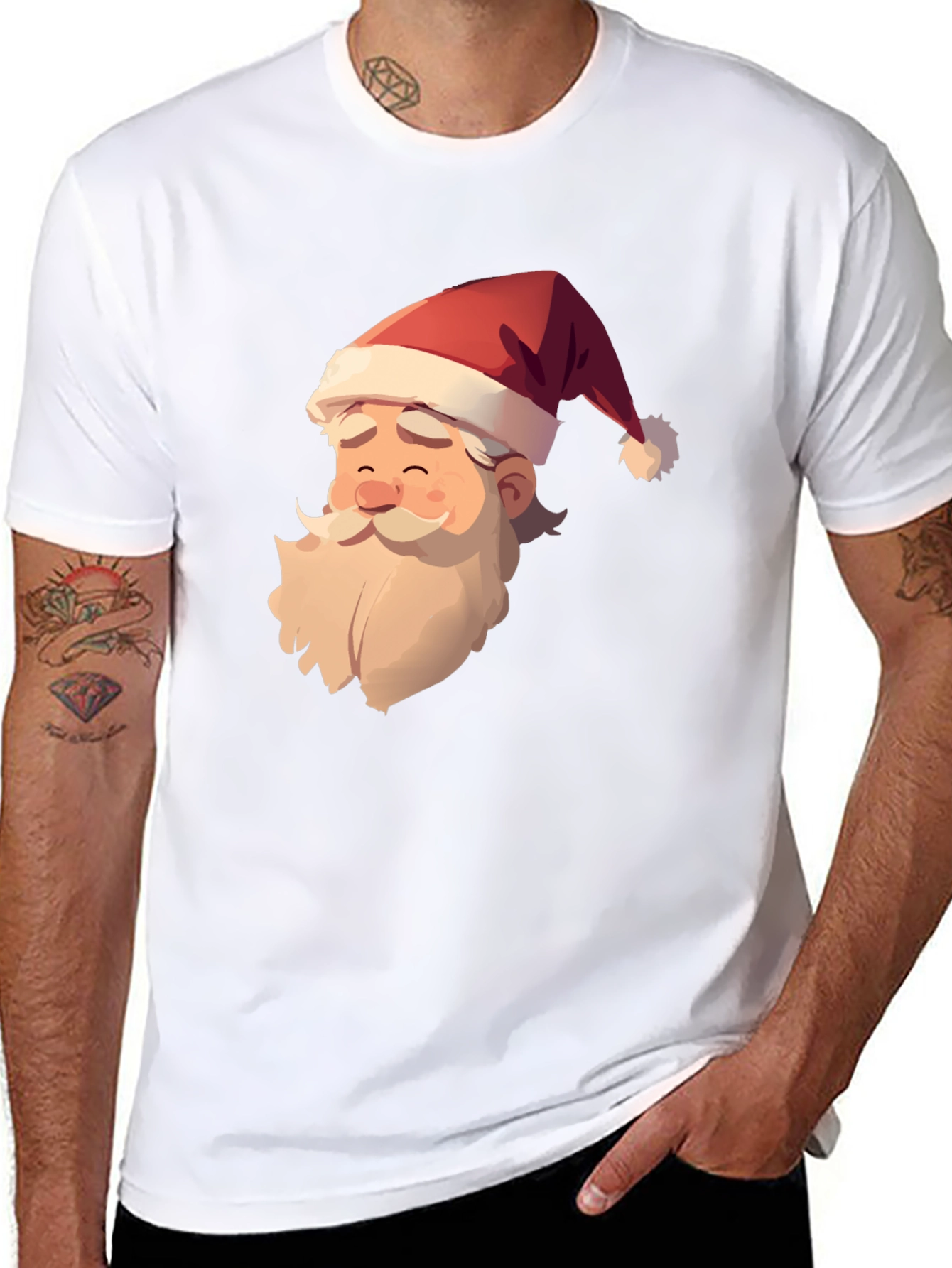 Santa Claus Graphic Print Black T-Shirt