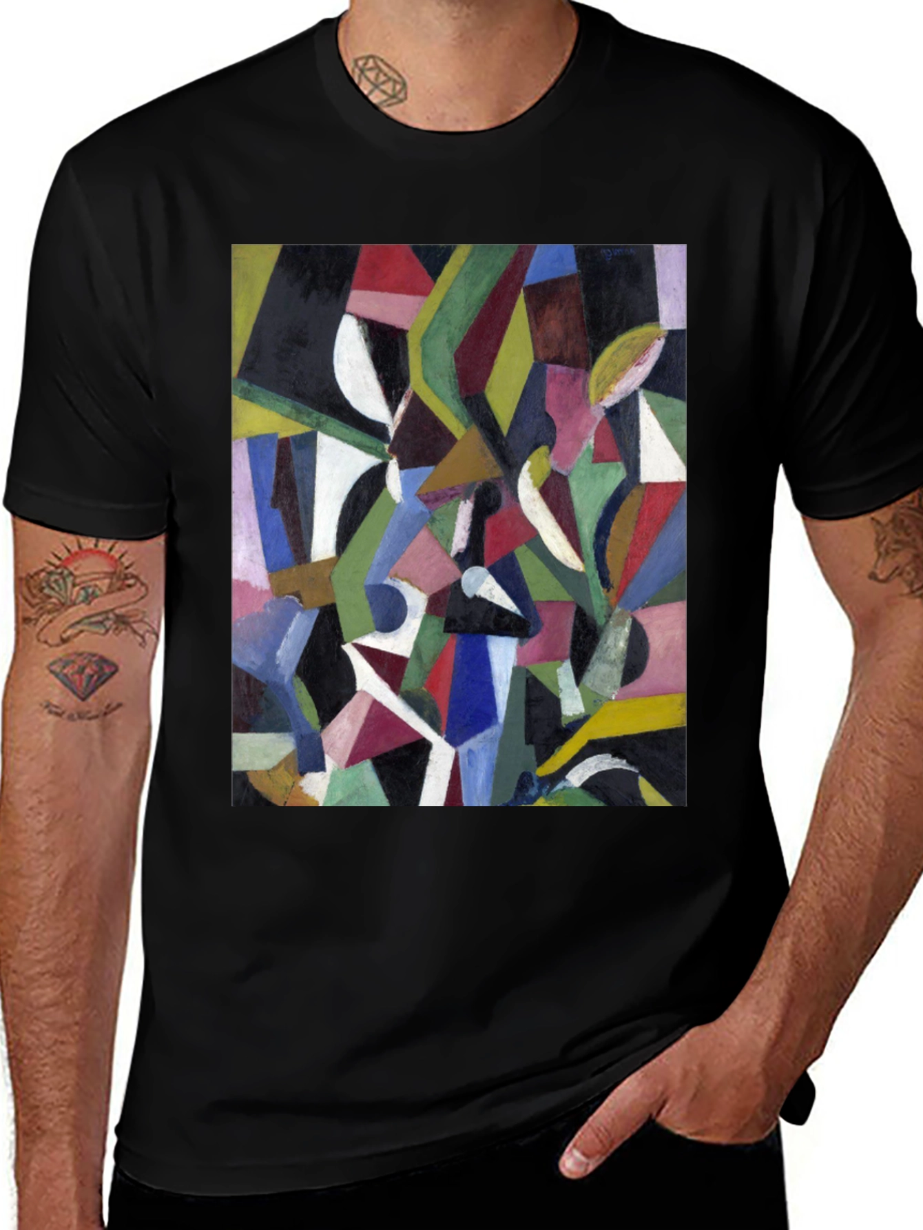 Abstract Art Graphic Print Black T-Shirt