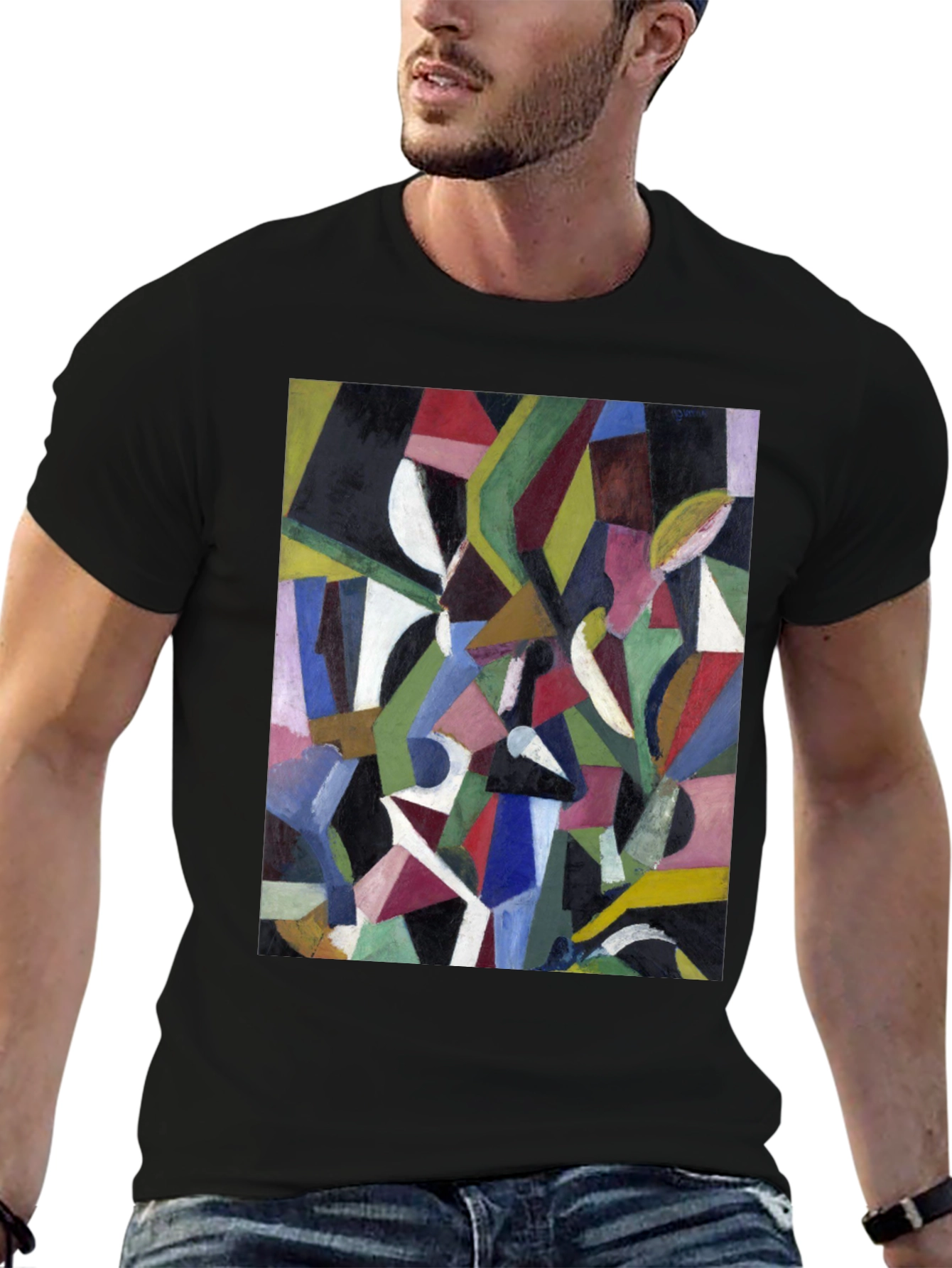 Abstract Art Graphic Print Black T-Shirt