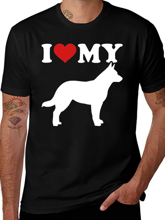 I Love My Dog T-Shirt - Black Cotton Blend - Pet Lover Gift