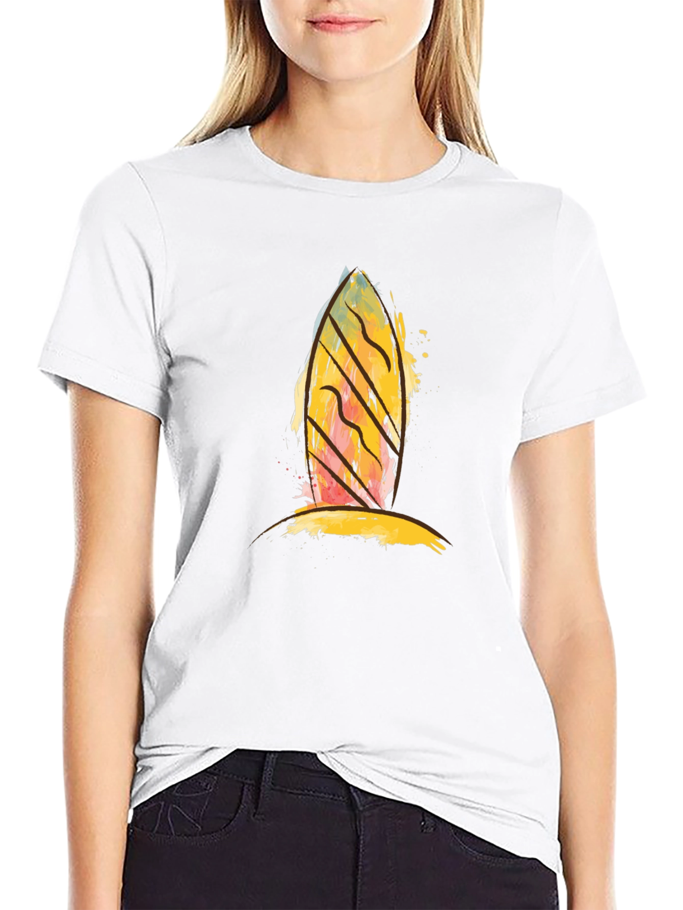 Abstract Surfboard Graphic Black T-Shirt
