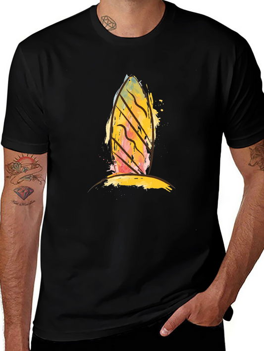 Abstract Surfboard Graphic Black T-Shirt