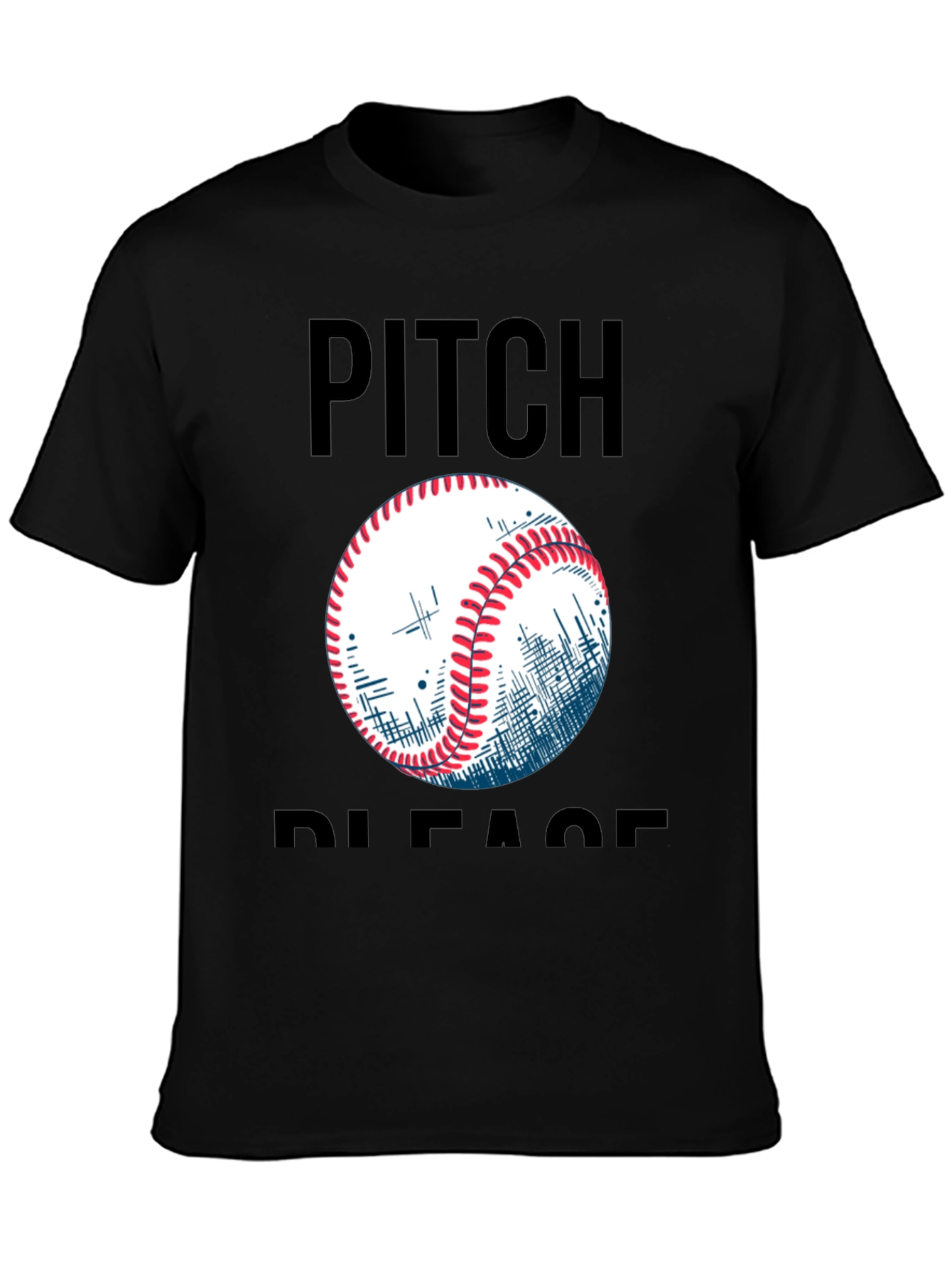 Pitch Please Baseball Graphic Tee - Black