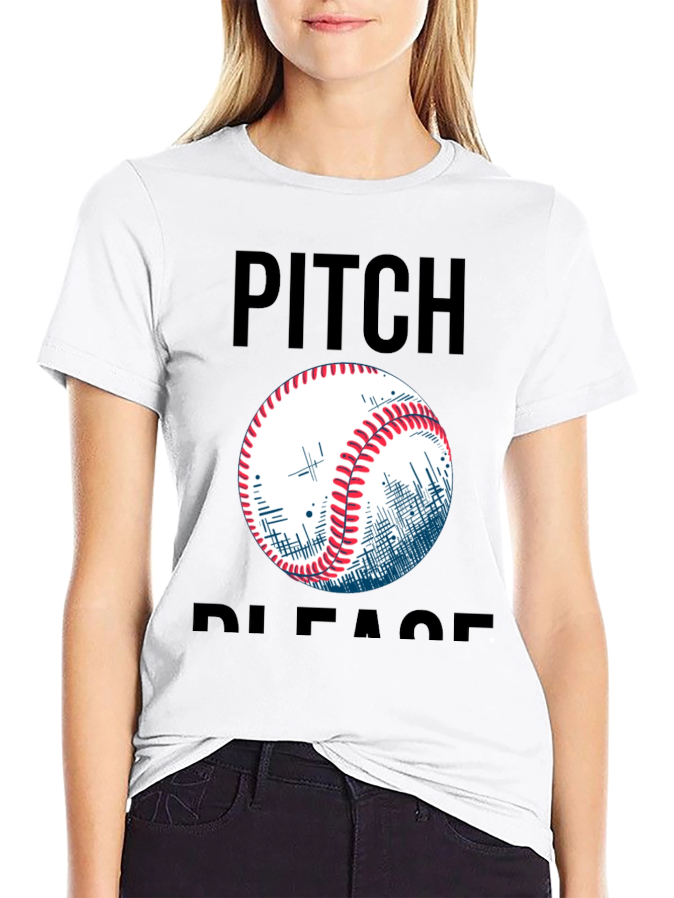 Pitch Please Baseball Graphic Tee - Black