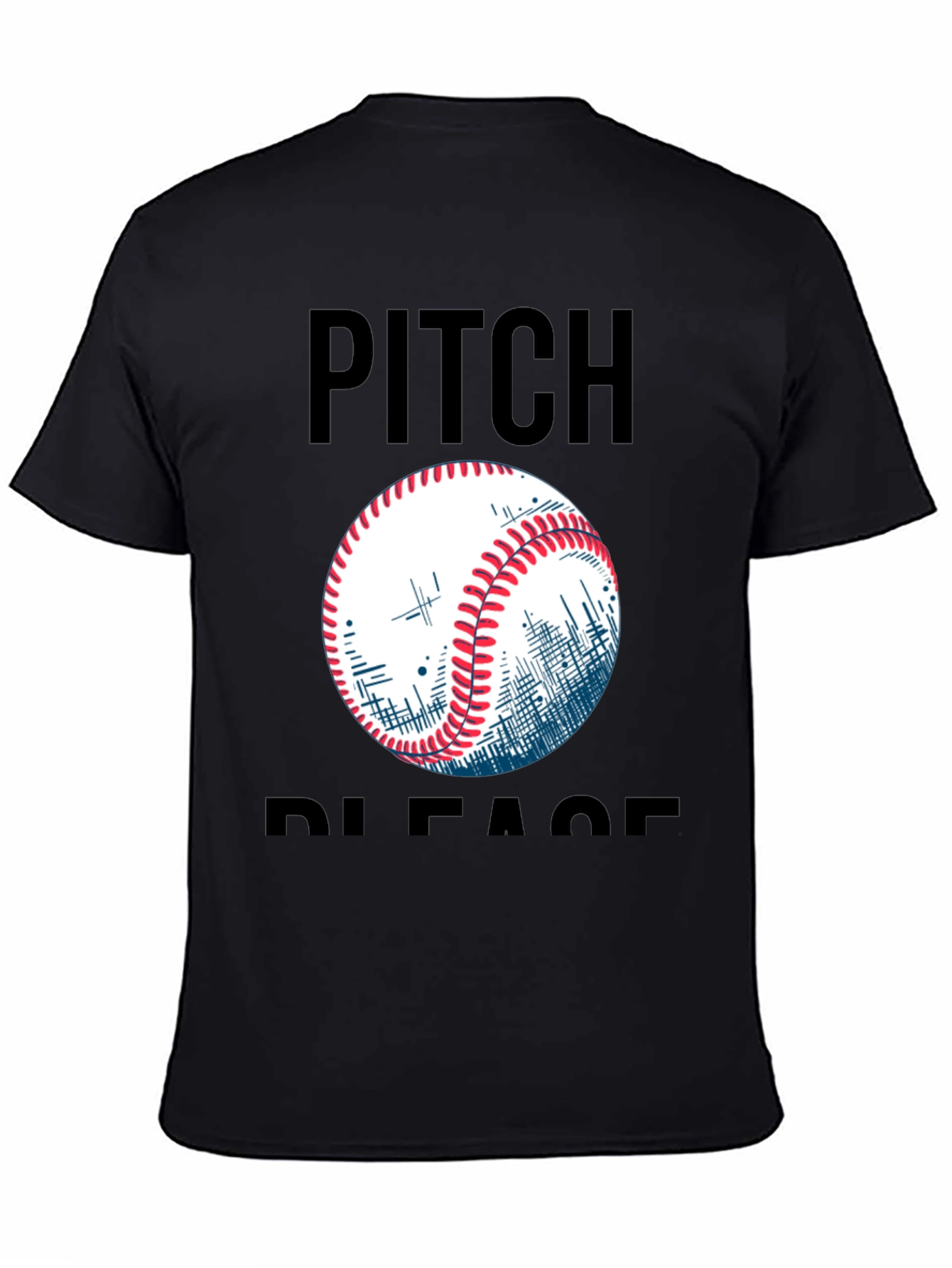 Pitch Please Baseball Graphic Tee - Black